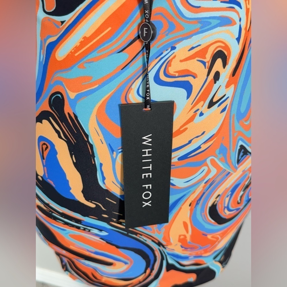 White Fox Boutique Like No Other Mini Dress size small orange/blue/black - Picture 14 of 14